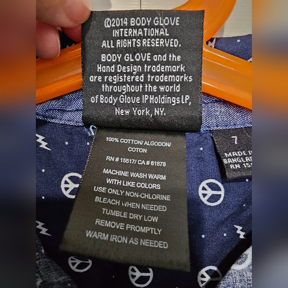 BODY GLOVE Button Down Shirt for Kids size 7 - Picture 6 of 7